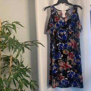 Floral cold shoulder sheath dress